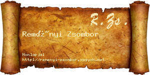 Reményi Zsombor névjegykártya